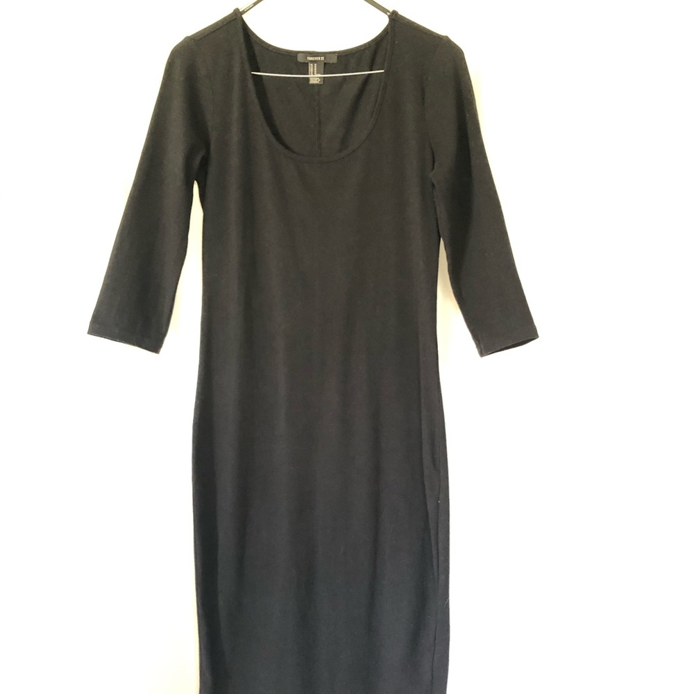 Forever 21 Black Midi Bodycon Dress